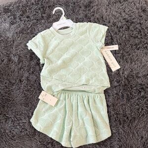 Madden Girl Light Green Heart Short Set for Kids
